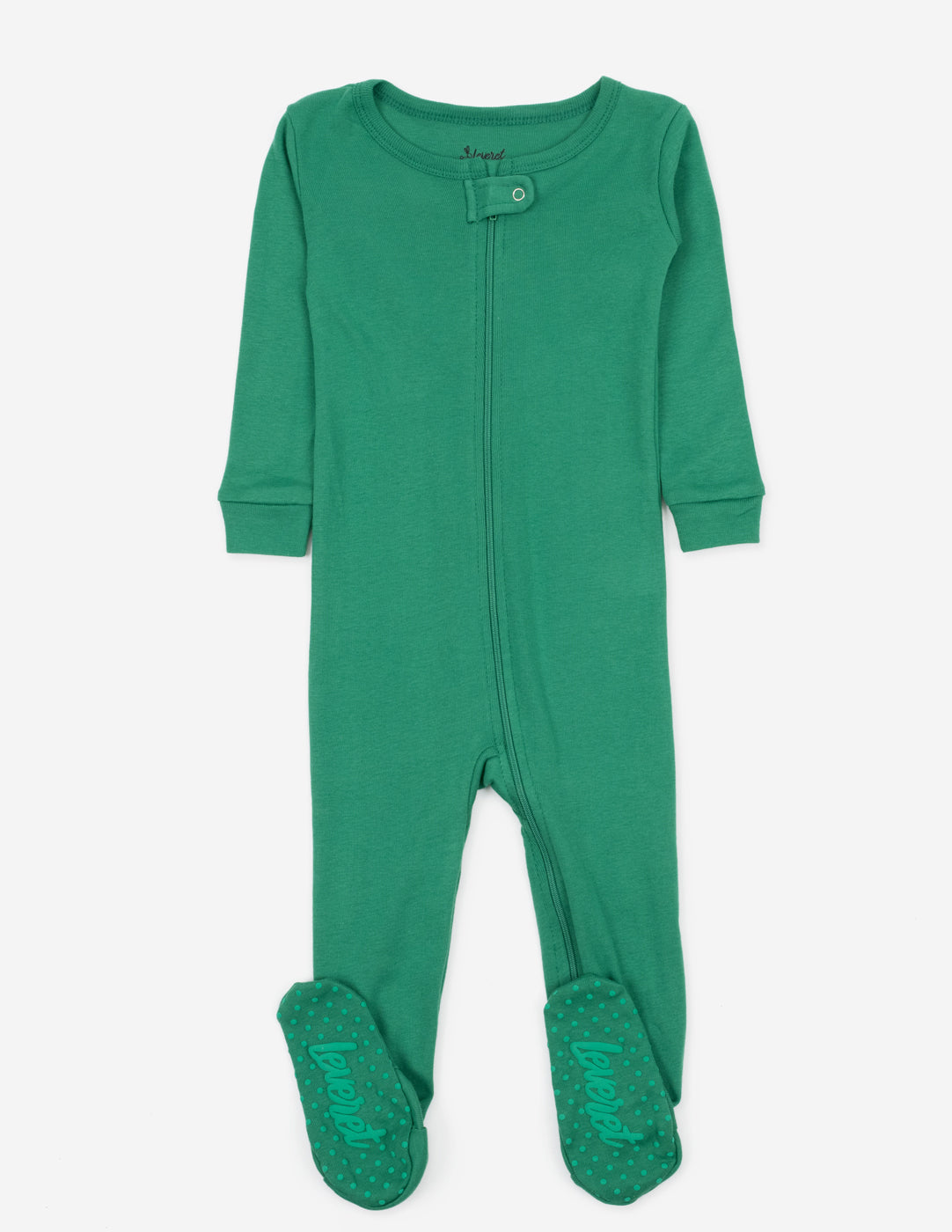 solid color green baby footed pajamas