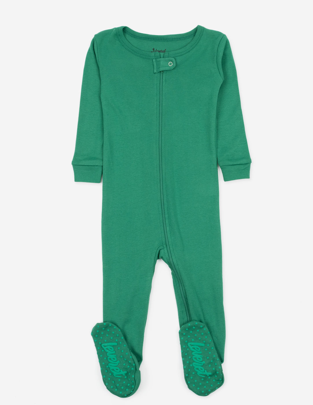 Solid Color Green Footed Pajamas Leveret Clothing