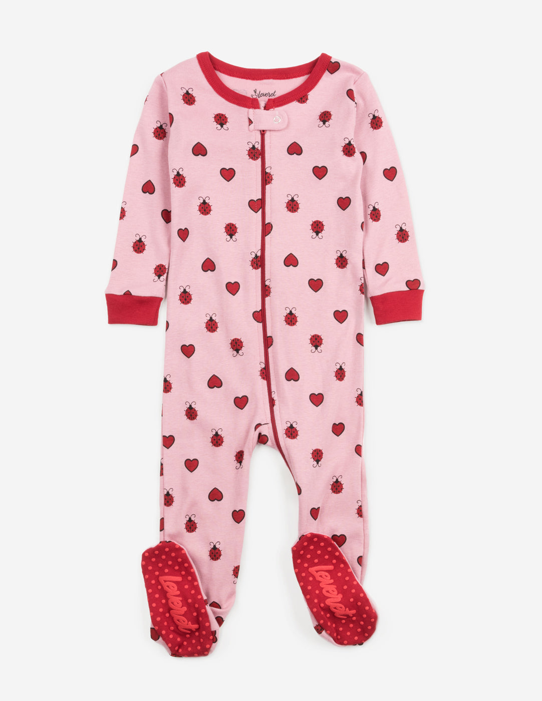 baby footed ladybug valentine's day pajamas