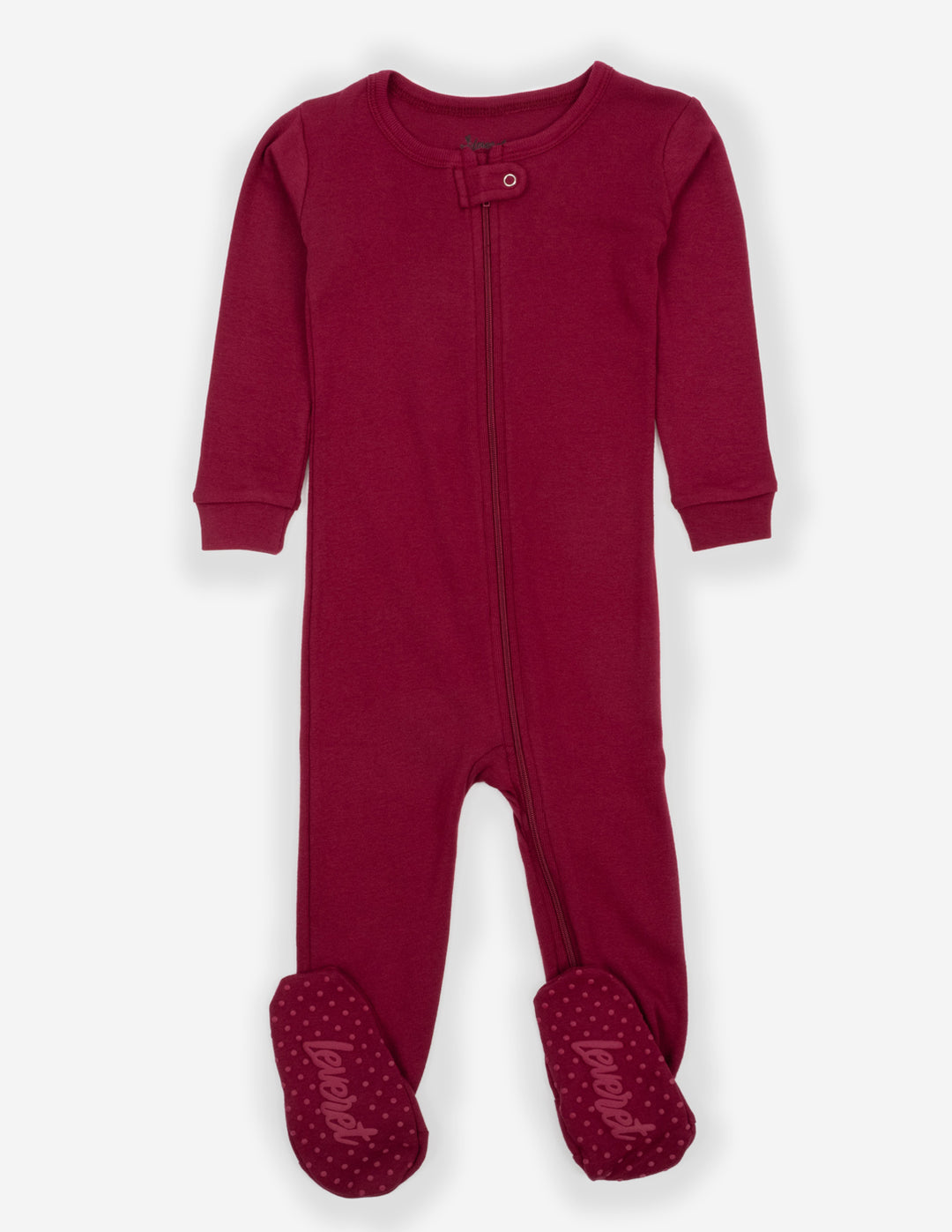 solid color maroon baby footed pajamas