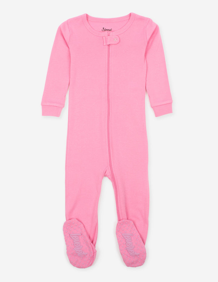 solid color light pink baby footed pajamas