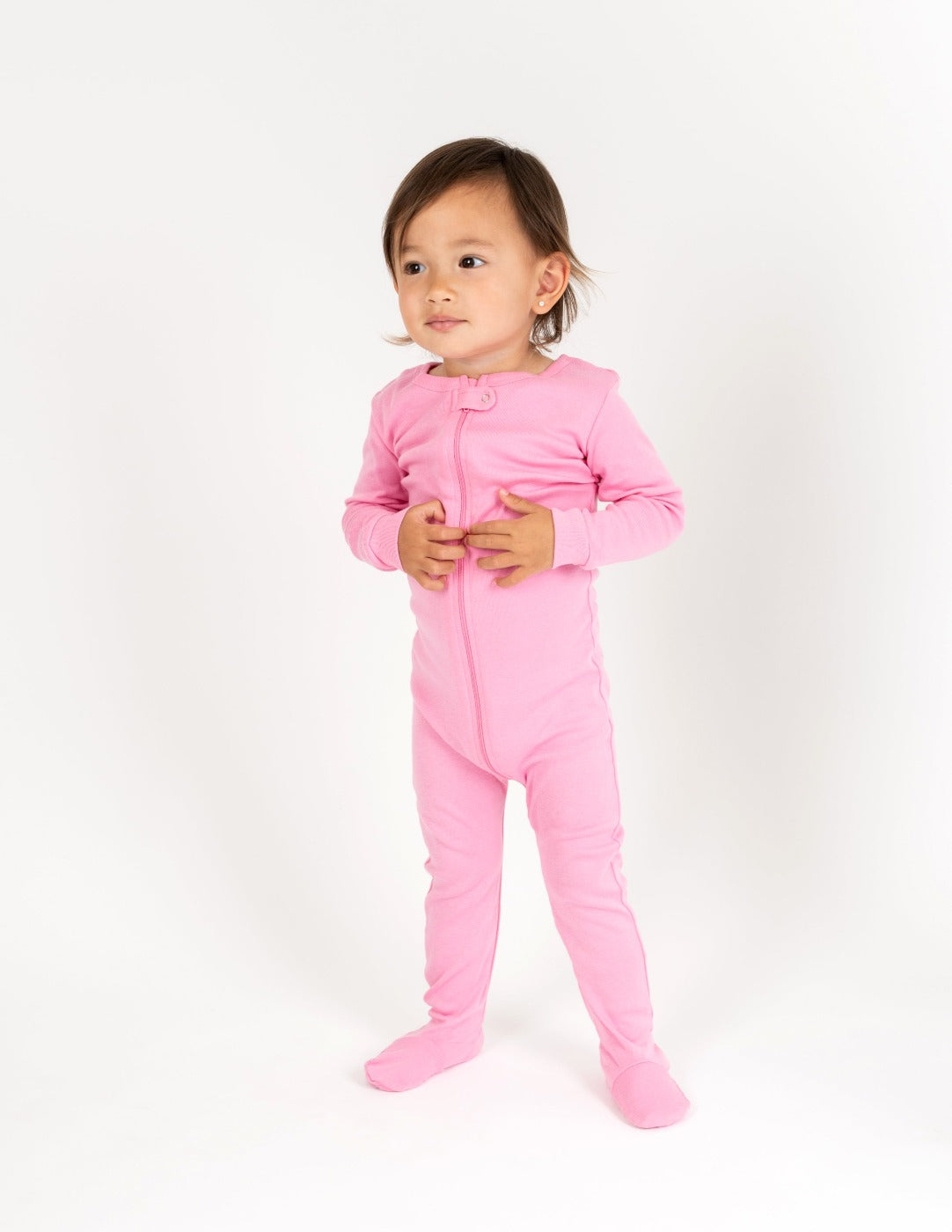 Pink Footie Pajamas Solid Color Pink Footed Pajamas – Leveret