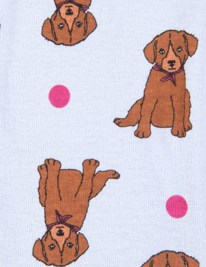blue puppy print footed baby pajama