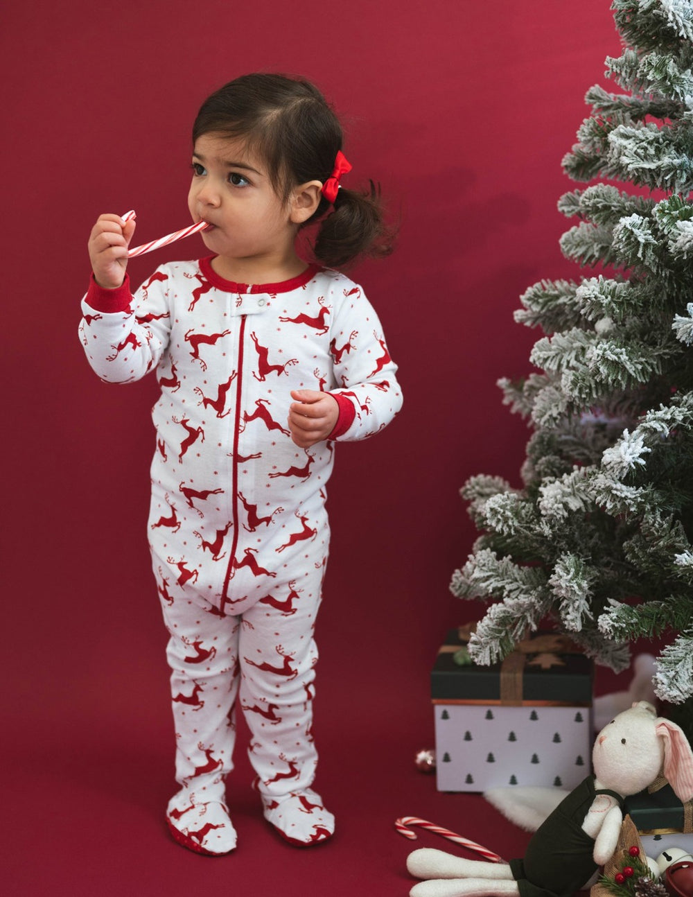 reindeer baby footed pajama christmas