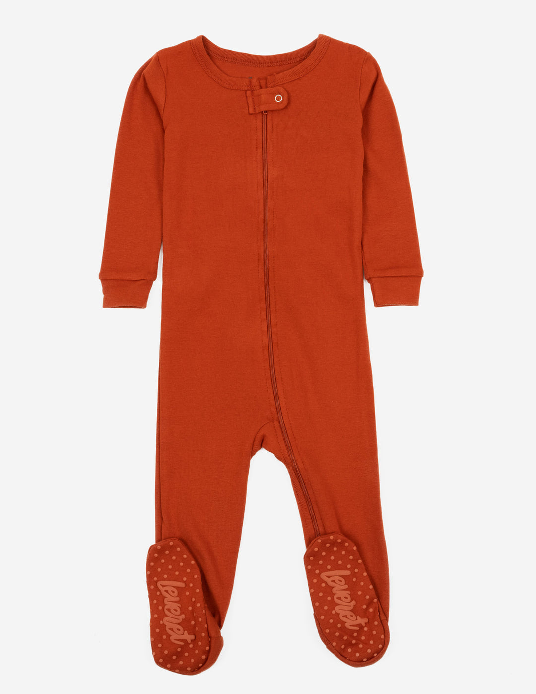 solid color rust orange baby footed pajamas