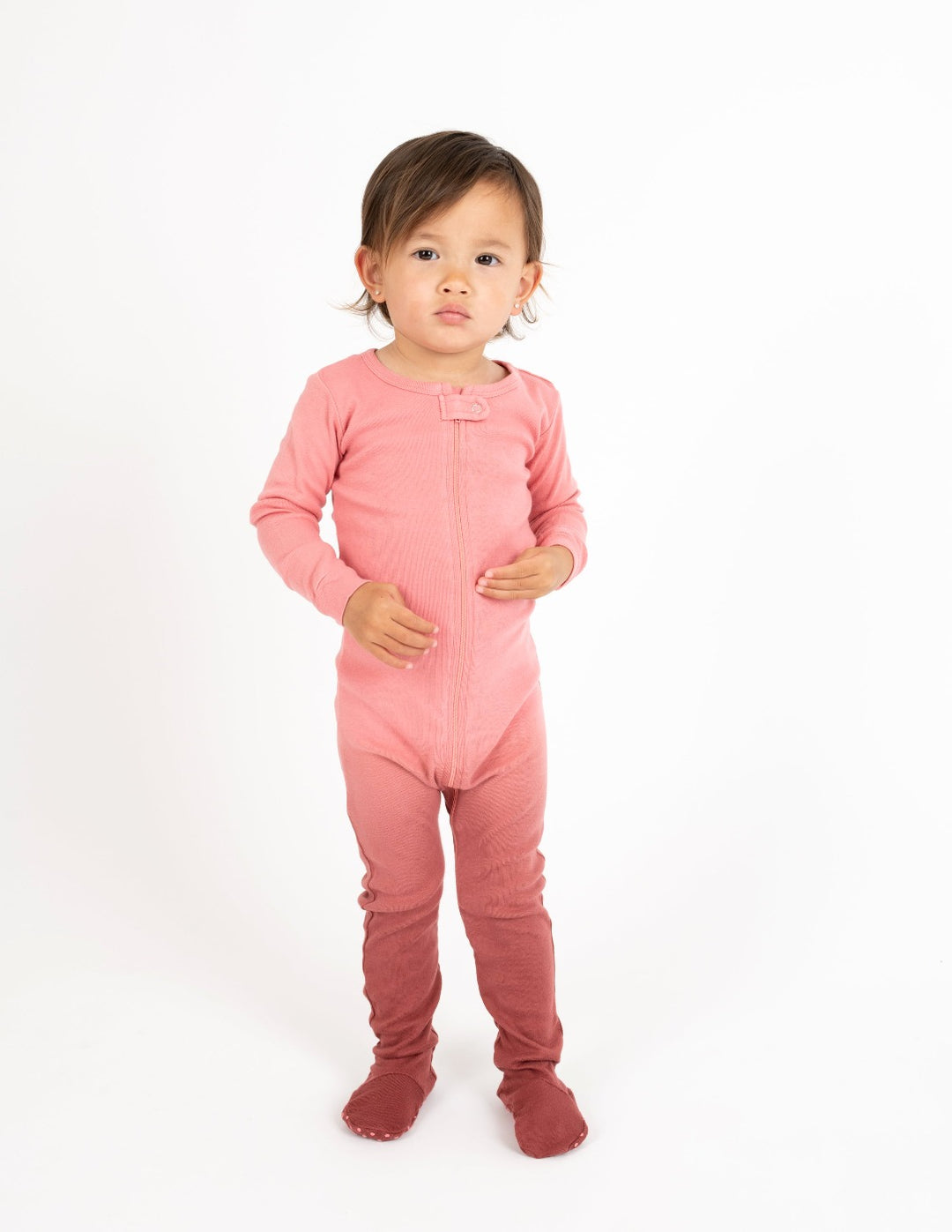 Kids Footed Pink Ombré Tie Dye Cotton Pajamas