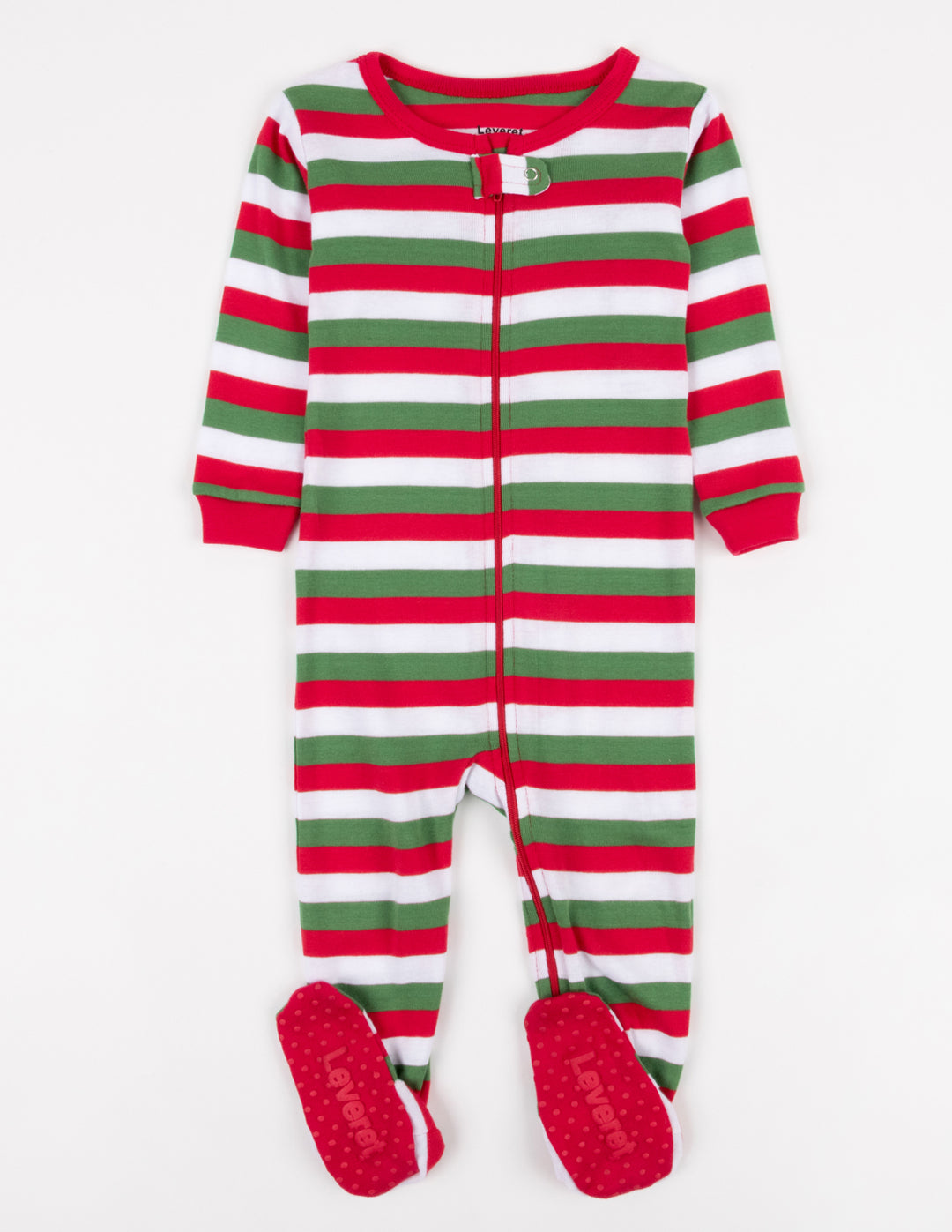 red white and green baby footed pajamas