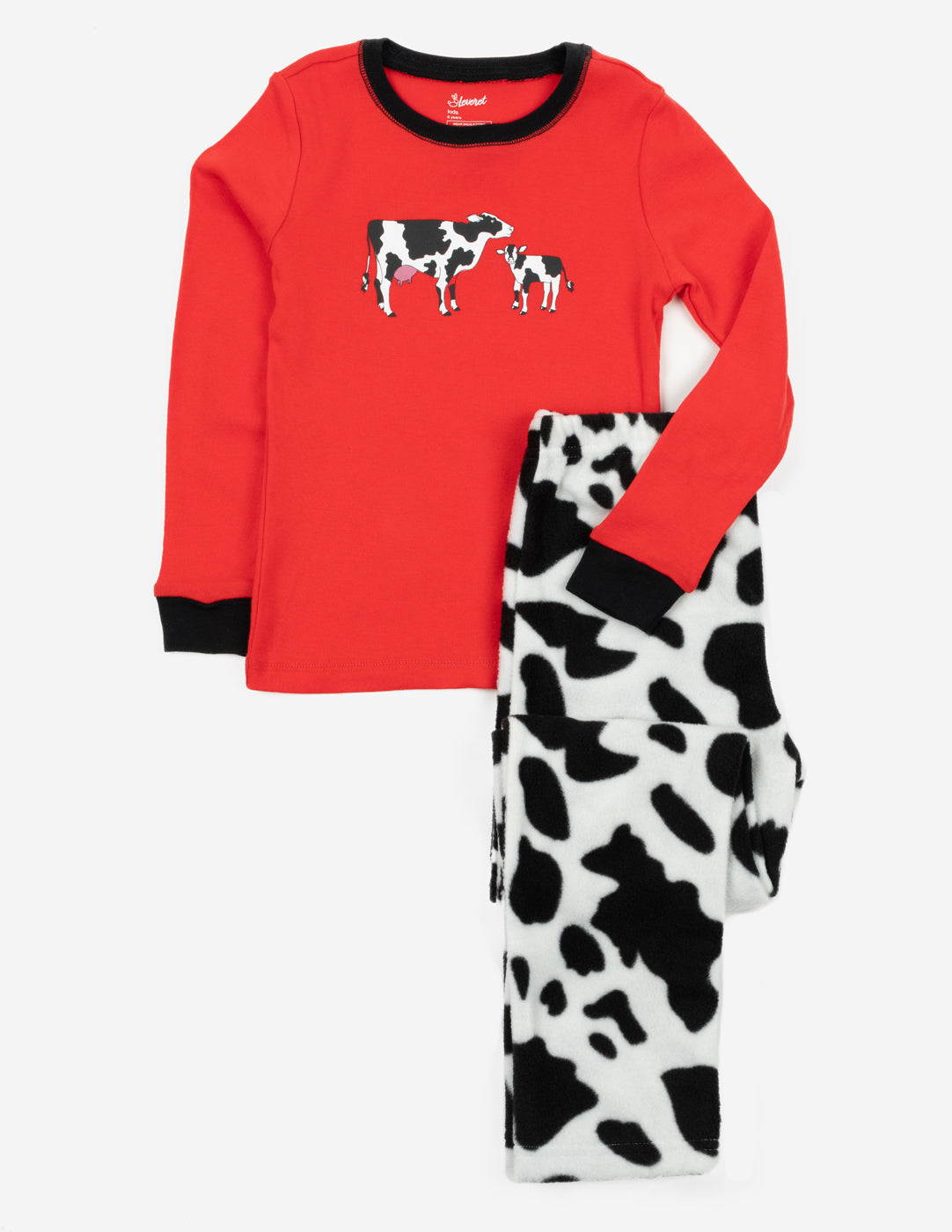 cow print kids fleece pajamas