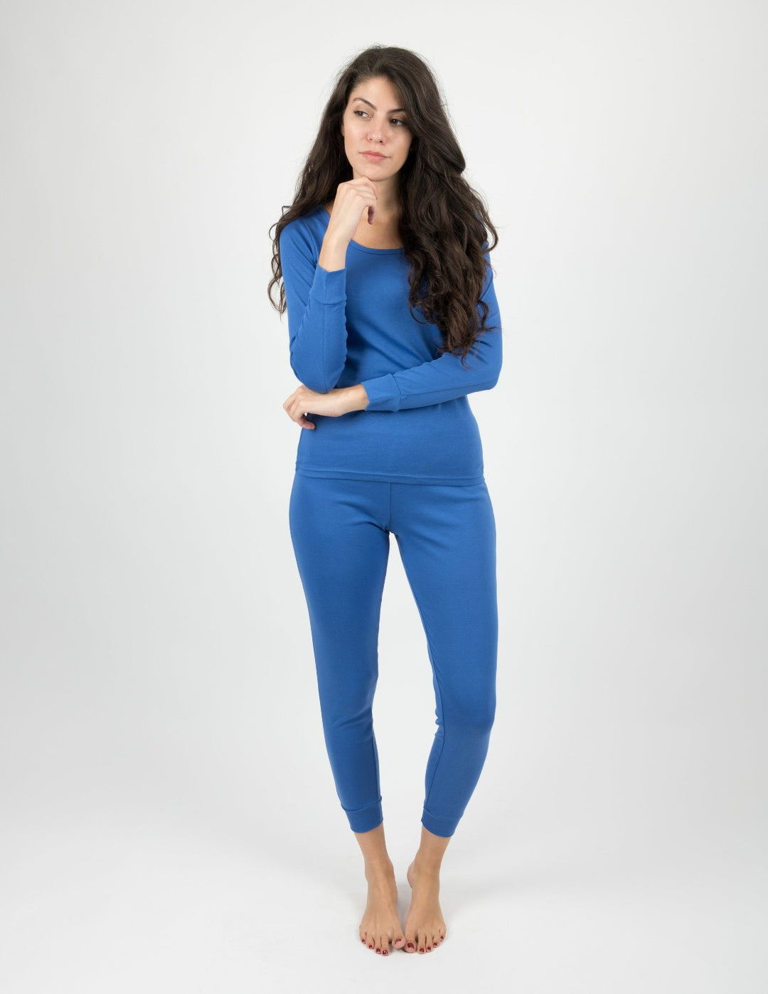 solid color royal blue women's cotton pajamas