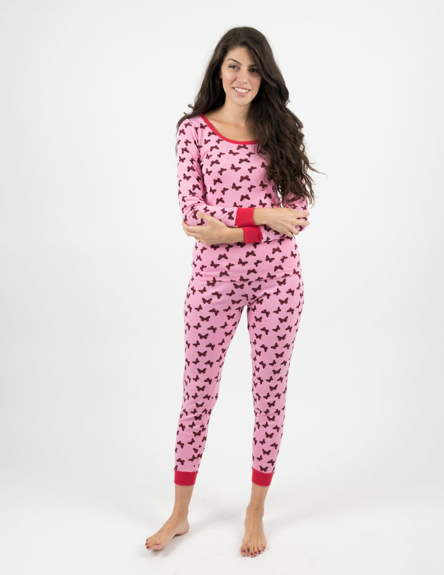 A woman in a Leveret cotton pajamas for women