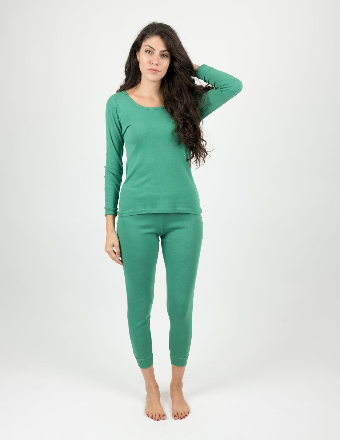 solid color green women's cotton pajamas