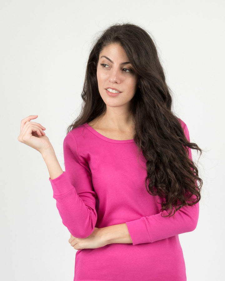 solid color hot pink women's cotton pajamas