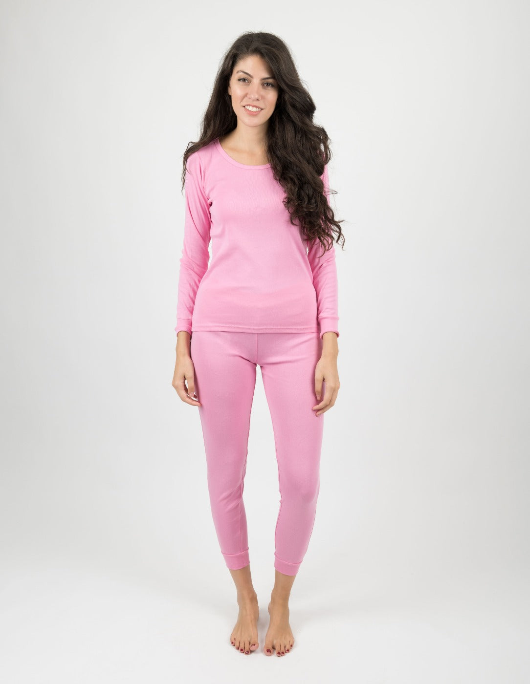 solid color light pink women's cotton pajamas