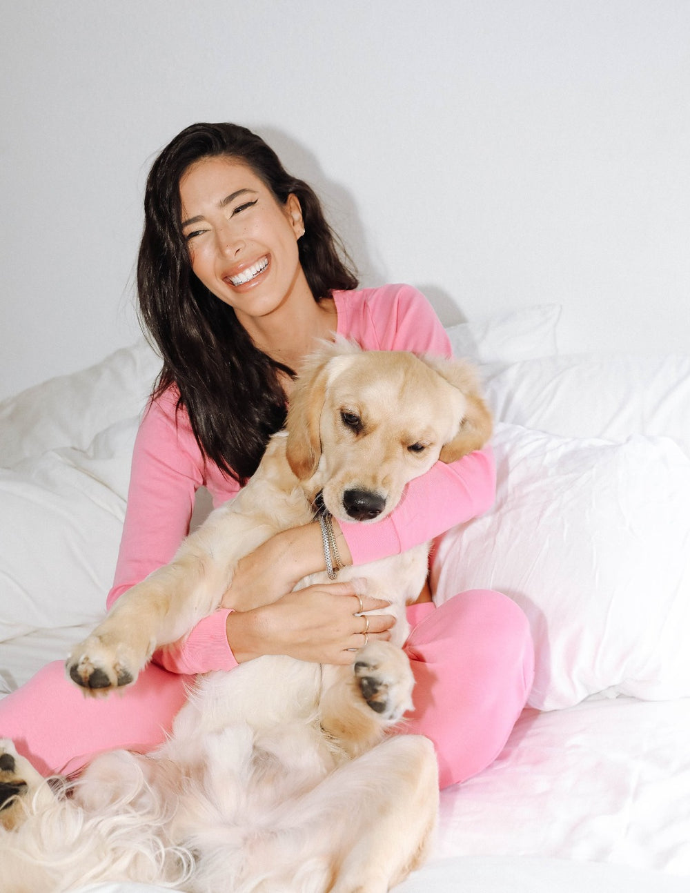 solid color light pink women's cotton pajamas