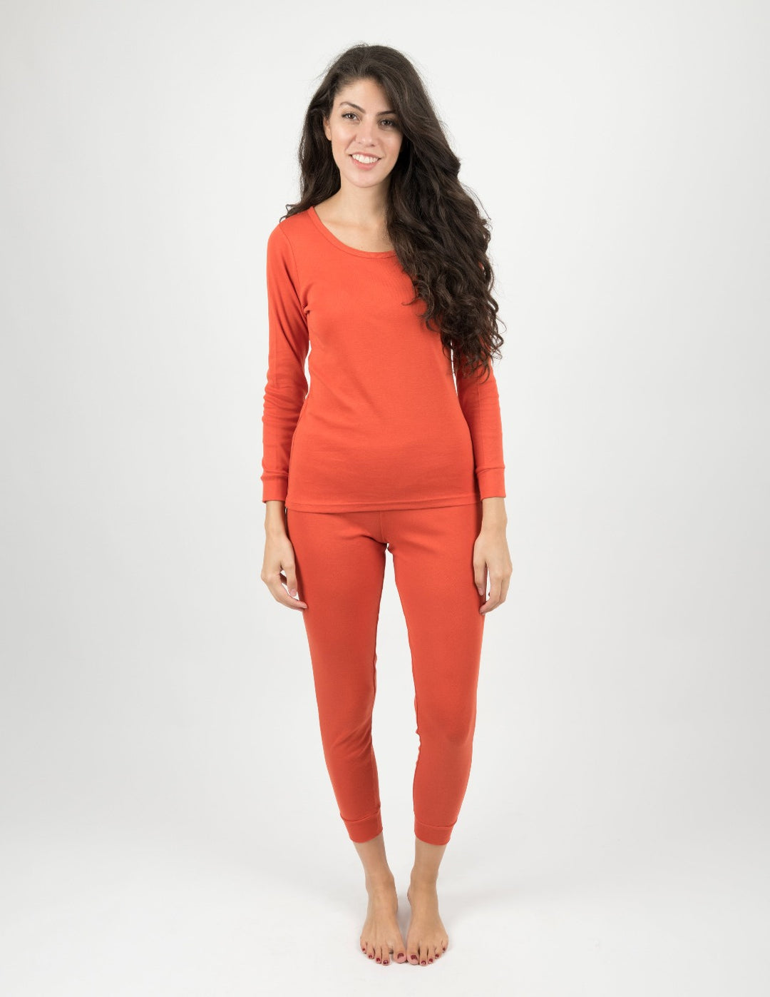 solid color orange women's cotton pajamas