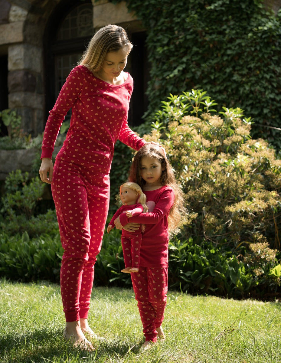 women's red and pink hearts valentines day pajamas