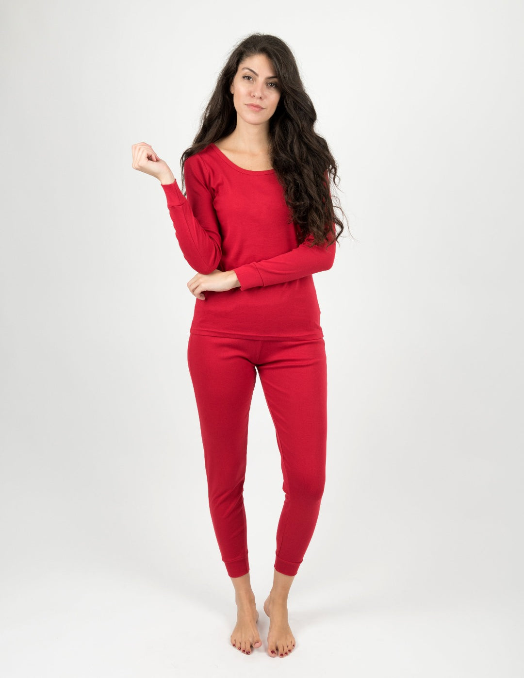 solid color red women's cotton pajamas