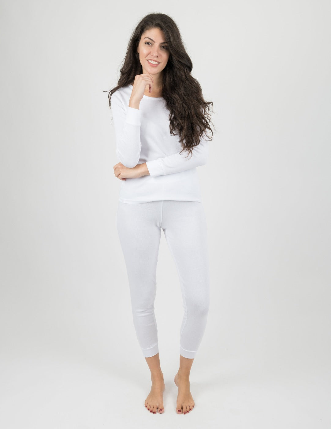 solid color white women's cotton pajamas