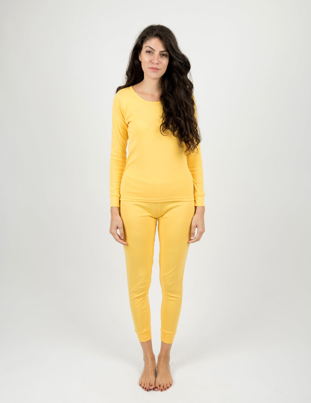 solid color yellow women's cotton pajama