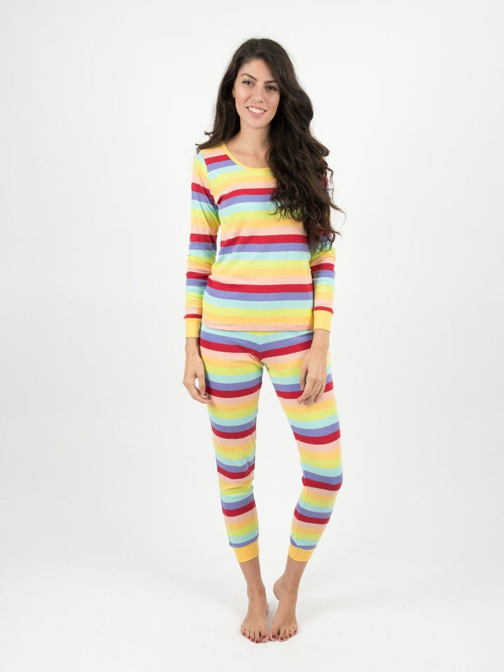 rainbow stripes women's cotton pajamas