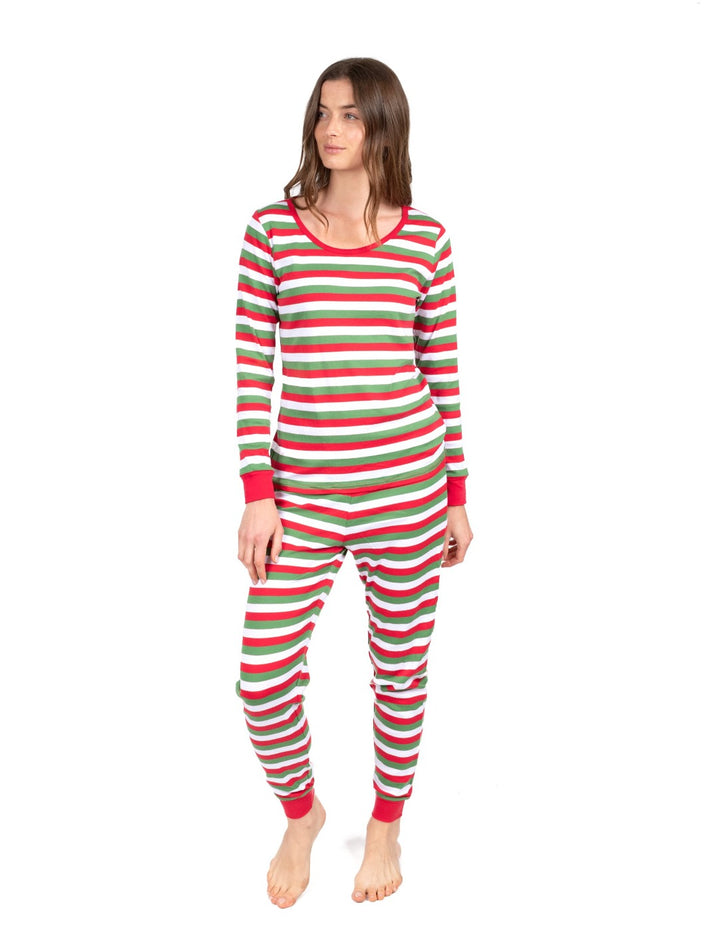 red white and green striped women's pajamas