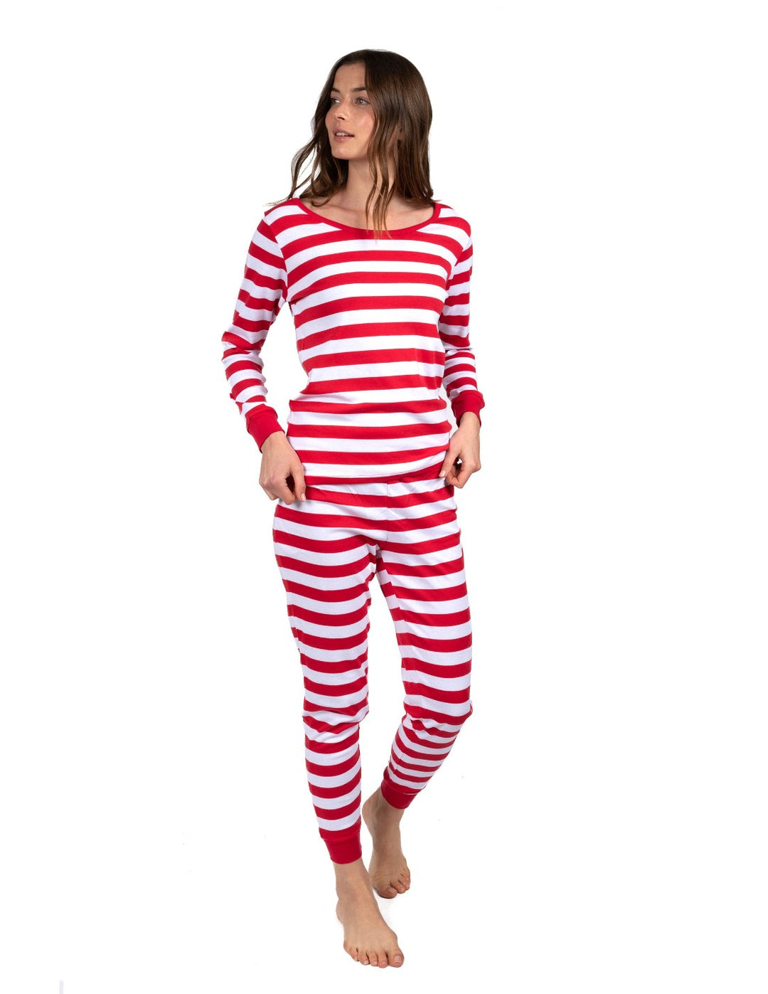red and white striped women's pajamas