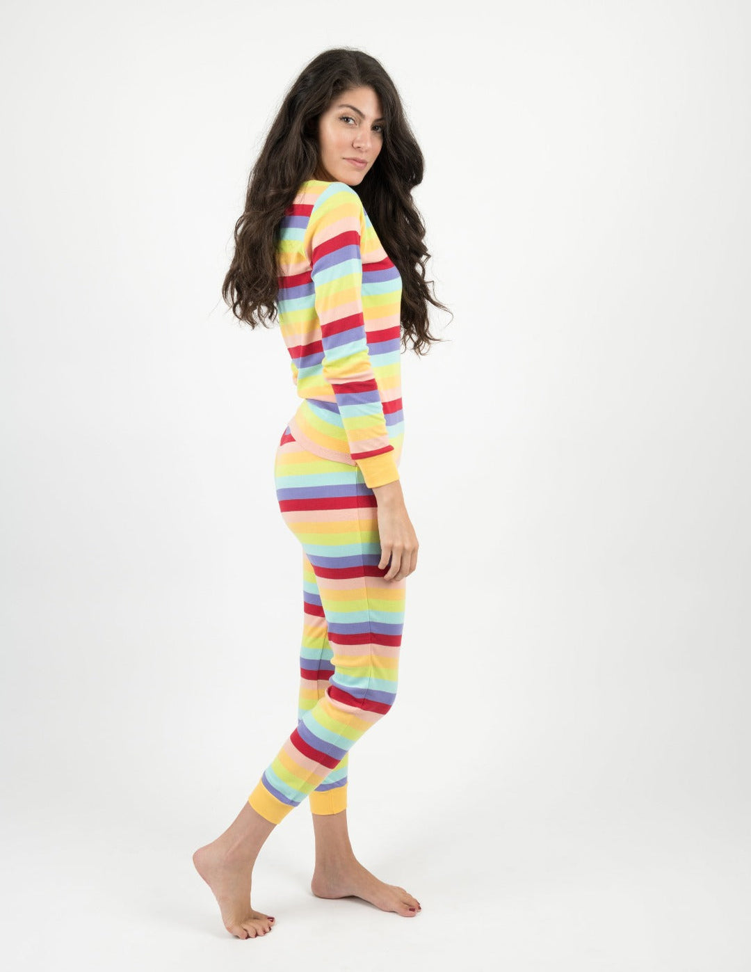 women's rainbow stripe cotton pajamas