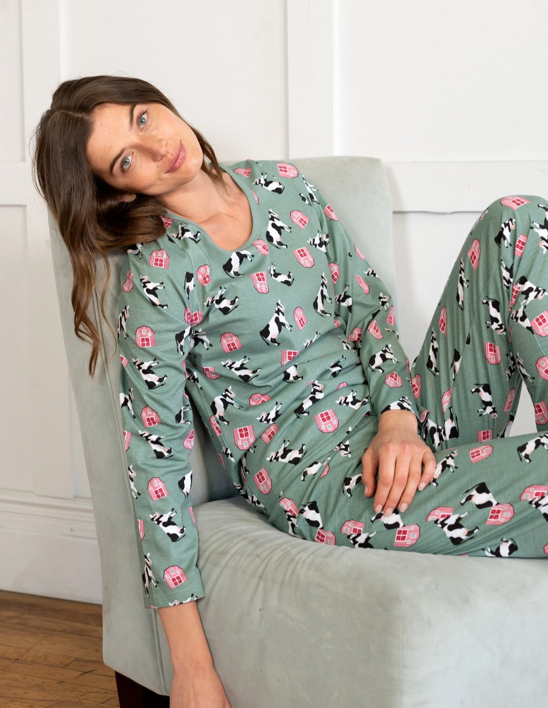 Women's Loose Fit Blue Cow Pajamas – Leveret Clothing