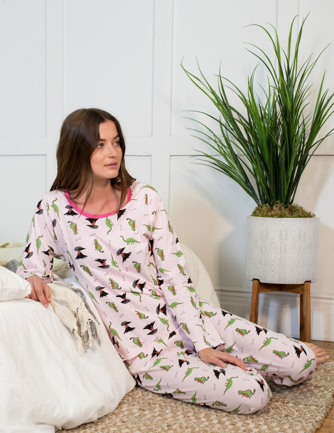 women's cotton dinosaur pajamas