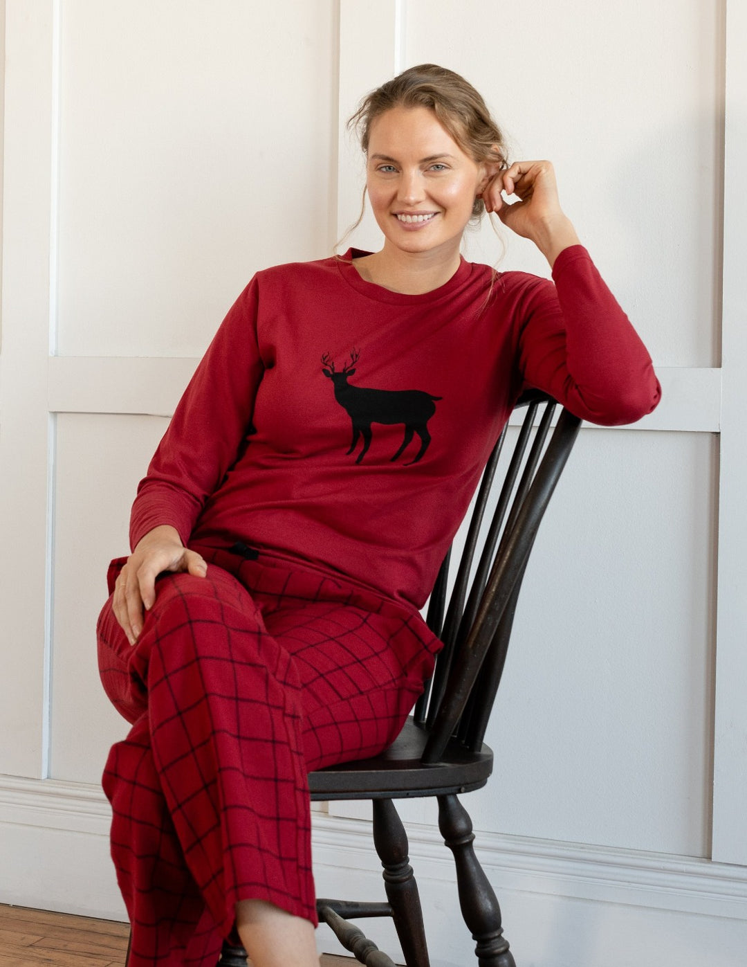 Leveret Women's Cotton Red & Black Plaid Pajama Set – Leveret Clothing