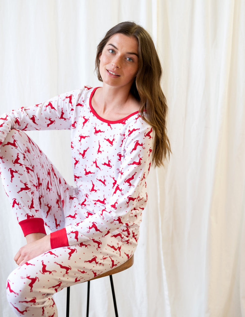 reindeer women's cotton christmas pajamas