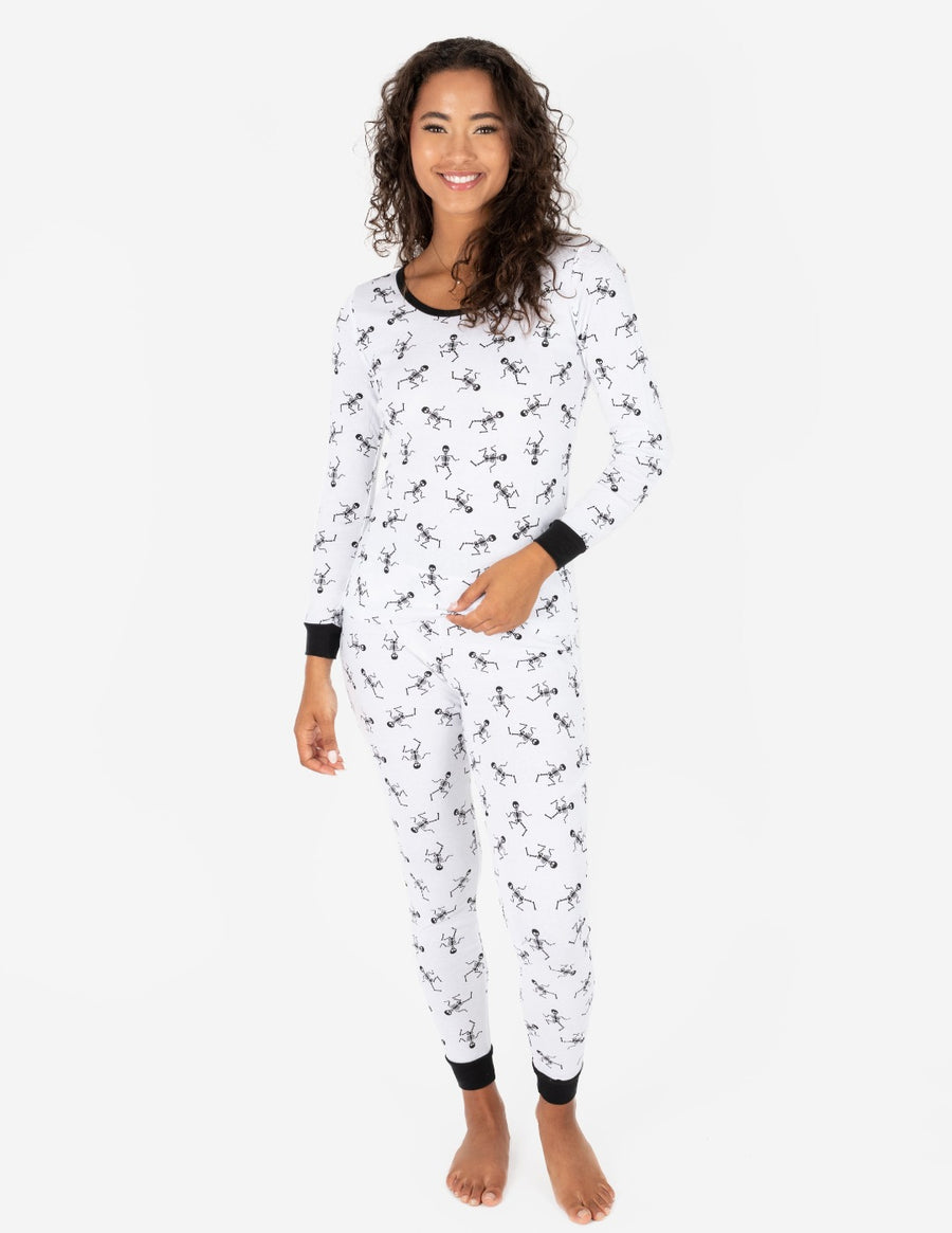 A cozy Leveret Wild Animals Cotton Pajama on a woman, showcasing the softness and comfort while standing