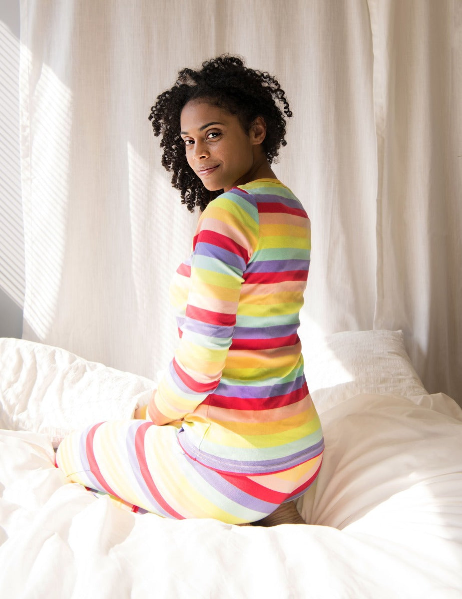 rainbow stripes women's cotton pajamas